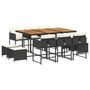 Voir la diapositive 2 : VIDAXL Ensemble a manger de jardin 11 pcs coussins noir resine tressee