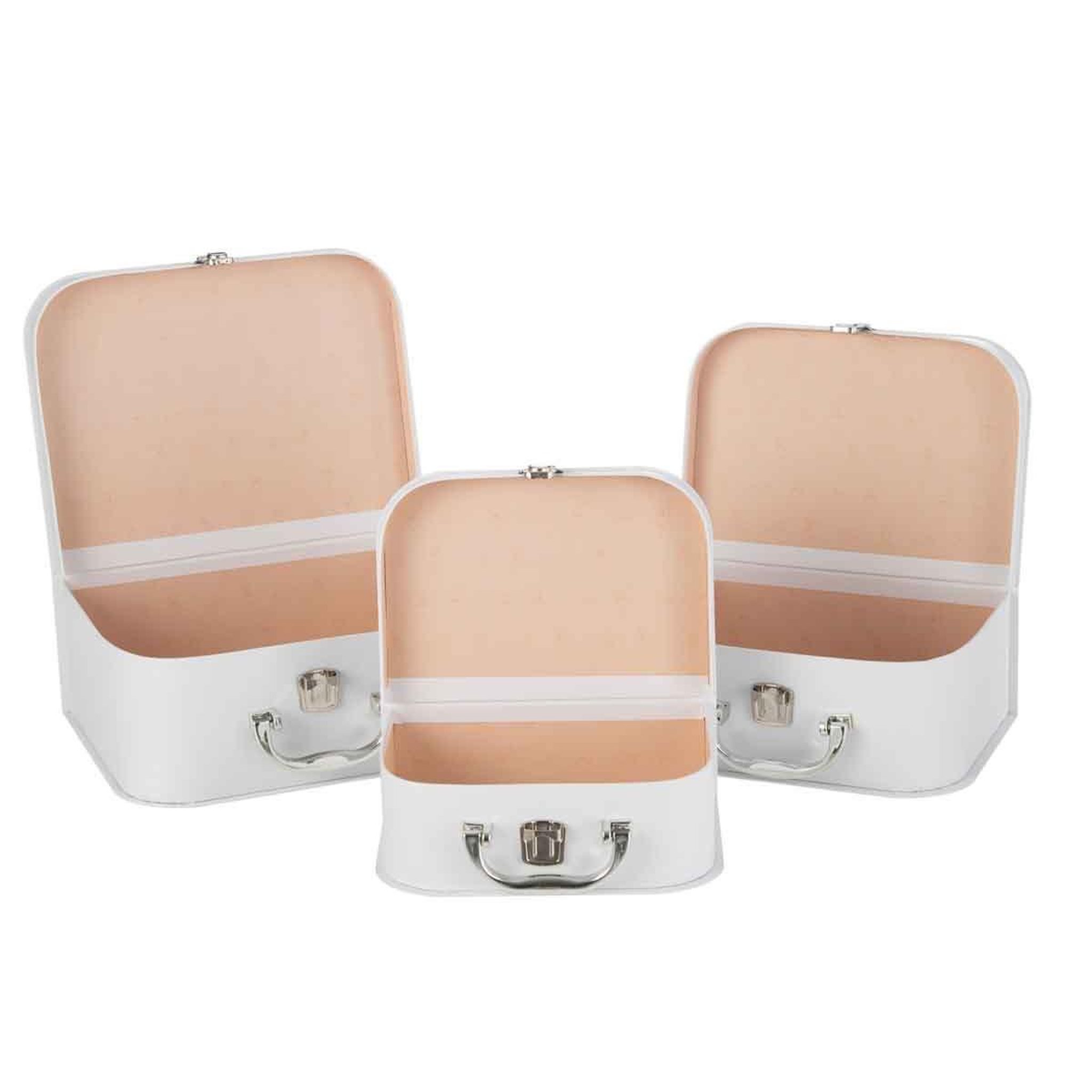 Voir la diapositive 2 : J-LINE Lot de 3 Valises Déco Enfant  Ourson  25cm Blanc