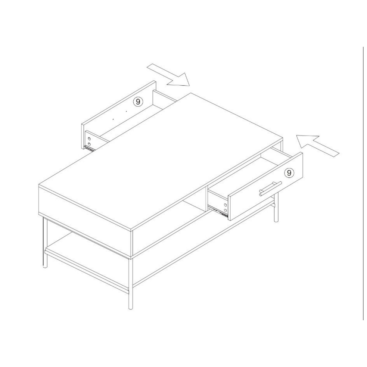 ATMOSPHERA Table basse 2 tiroirs 1 niche L110cm IRIS