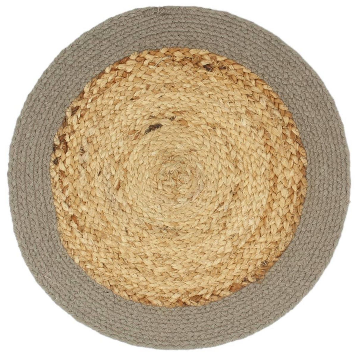 VIDAXL Napperons 6 pcs Naturel et gris 38 cm Jute et coton