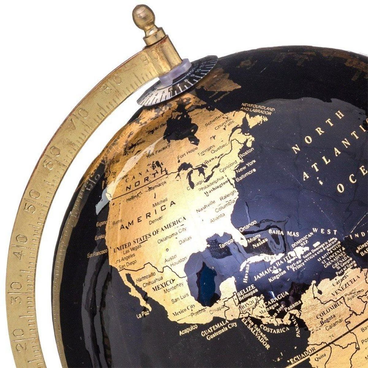 ATMOSPHERA Globe terrestre noir et or H33 cm