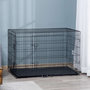 Voir la diapositive 2 : PAWHUT Cage de transport pour chien pliable - 2 portes verrouillables - plateau amovible - dim. 121L x 77l x 82H cm - acier ABS noir