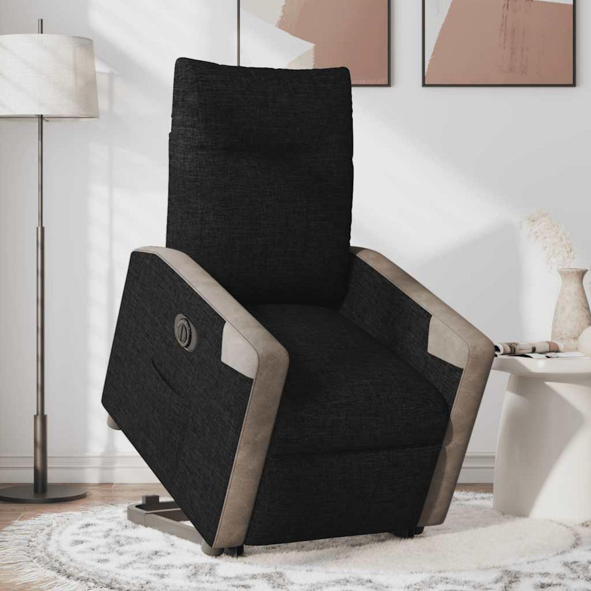 VIDAXL Fauteuil inclinable electrique noir tissu