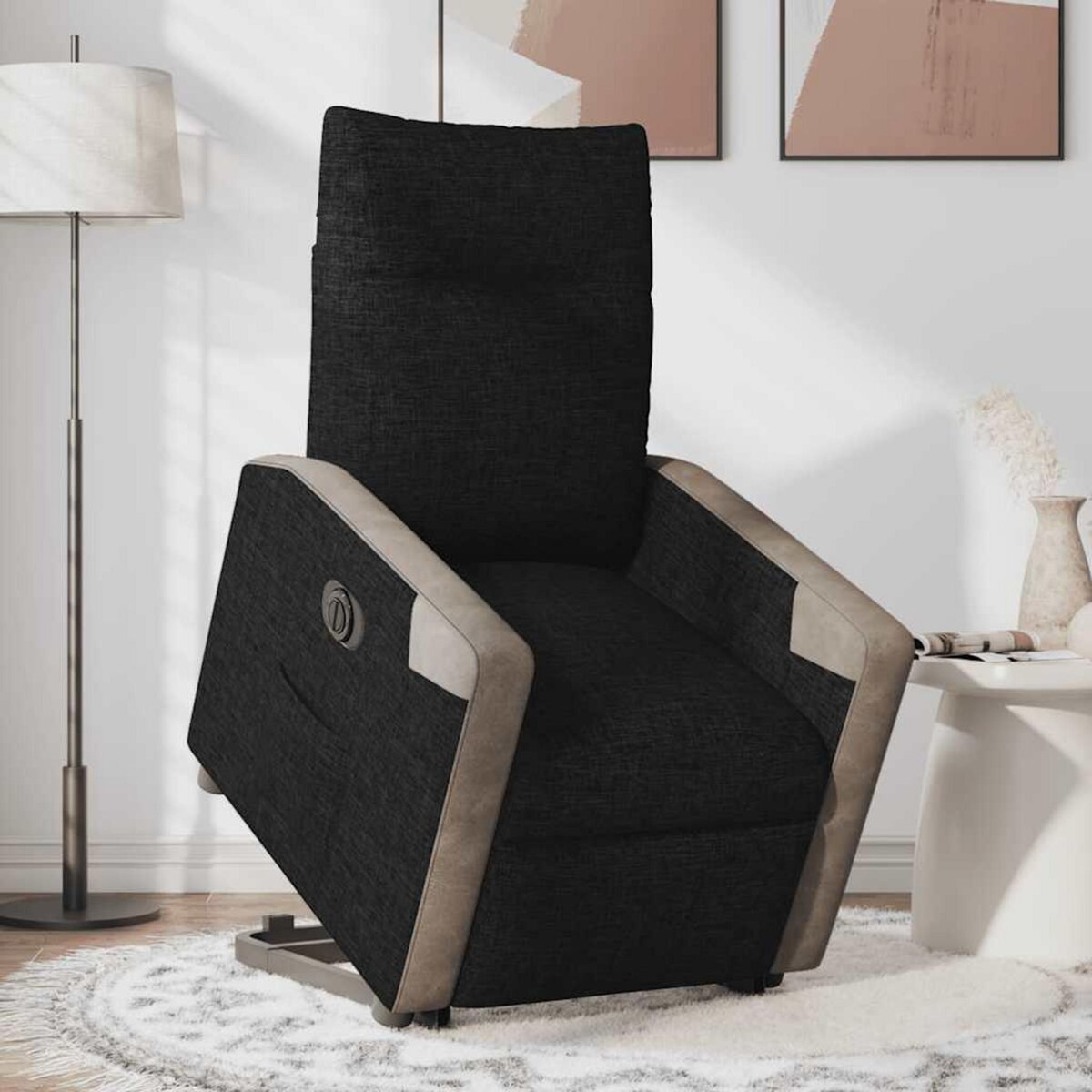 VIDAXL Fauteuil inclinable electrique noir tissu