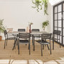 Voir la diapositive 3 : SWEEEK Table de jardin plateau effet bois structure acier 180 cm avec 6 fauteuils en acier incluses