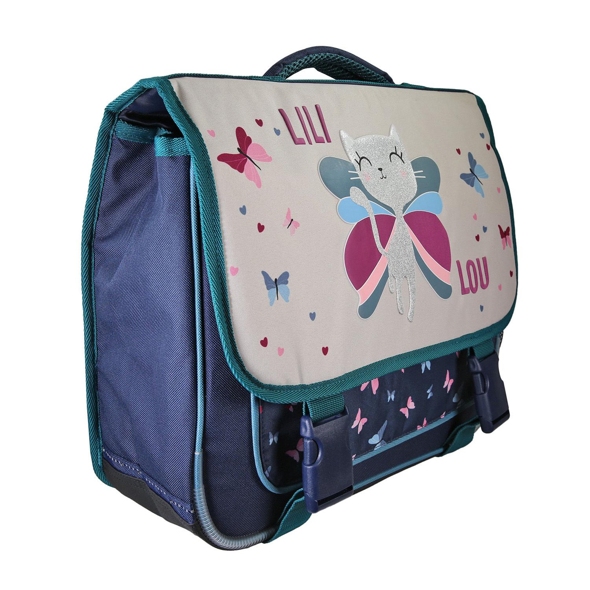 Voir la diapositive 2 : Bagtrotter Lili Lou - Cartable scolaire 38 cm - Beige/Bleu - Fille - 2 Compartiments