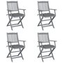 Voir la diapositive 1 : VIDAXL Chaises pliables d'exterieur lot de 4 et coussins Bois d'acacia