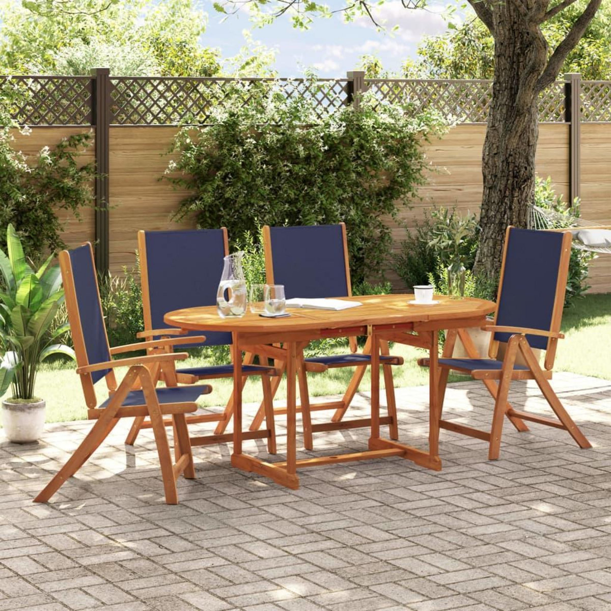 VIDAXL Ensemble a manger de jardin 5pcs bois d'acacia solide textilene