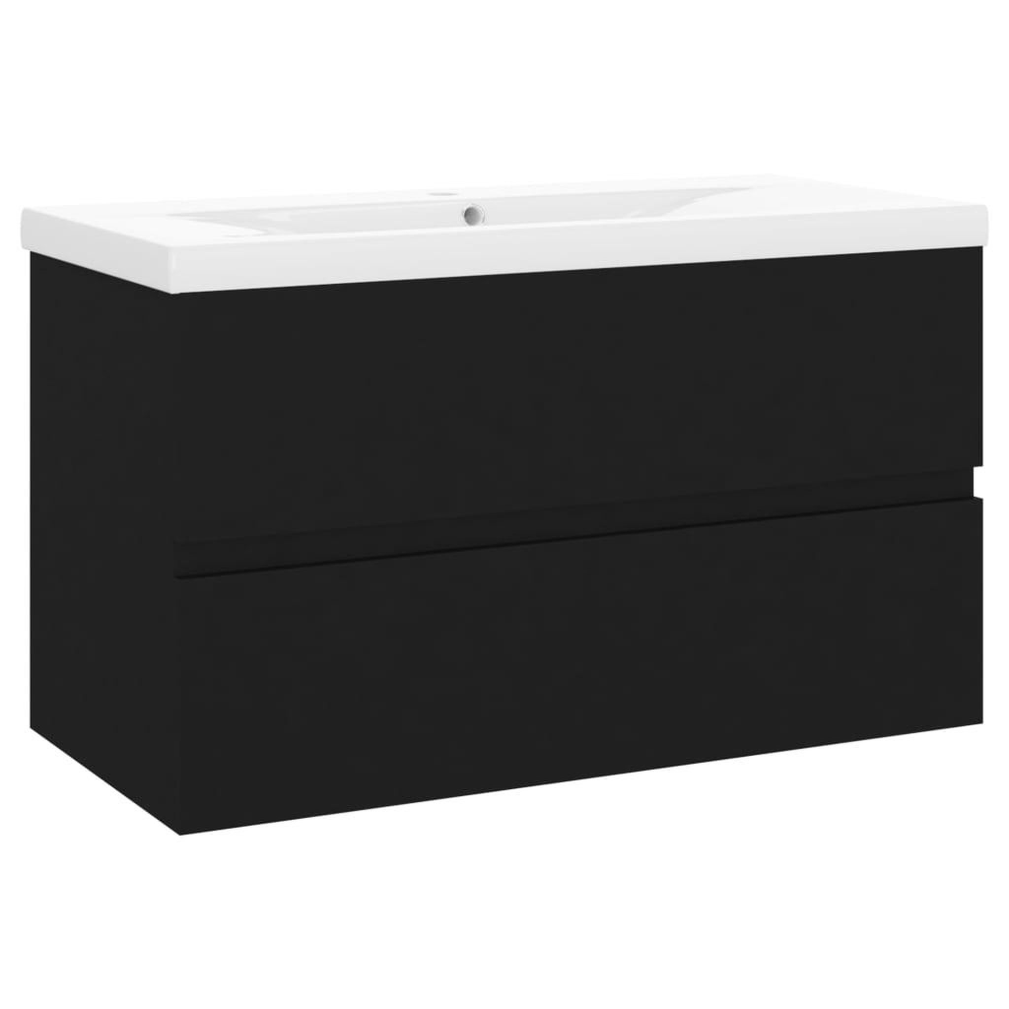 Voir la diapositive 2 : VIDAXL Armoire d'evier avec lavabo integre Noir Agglomere