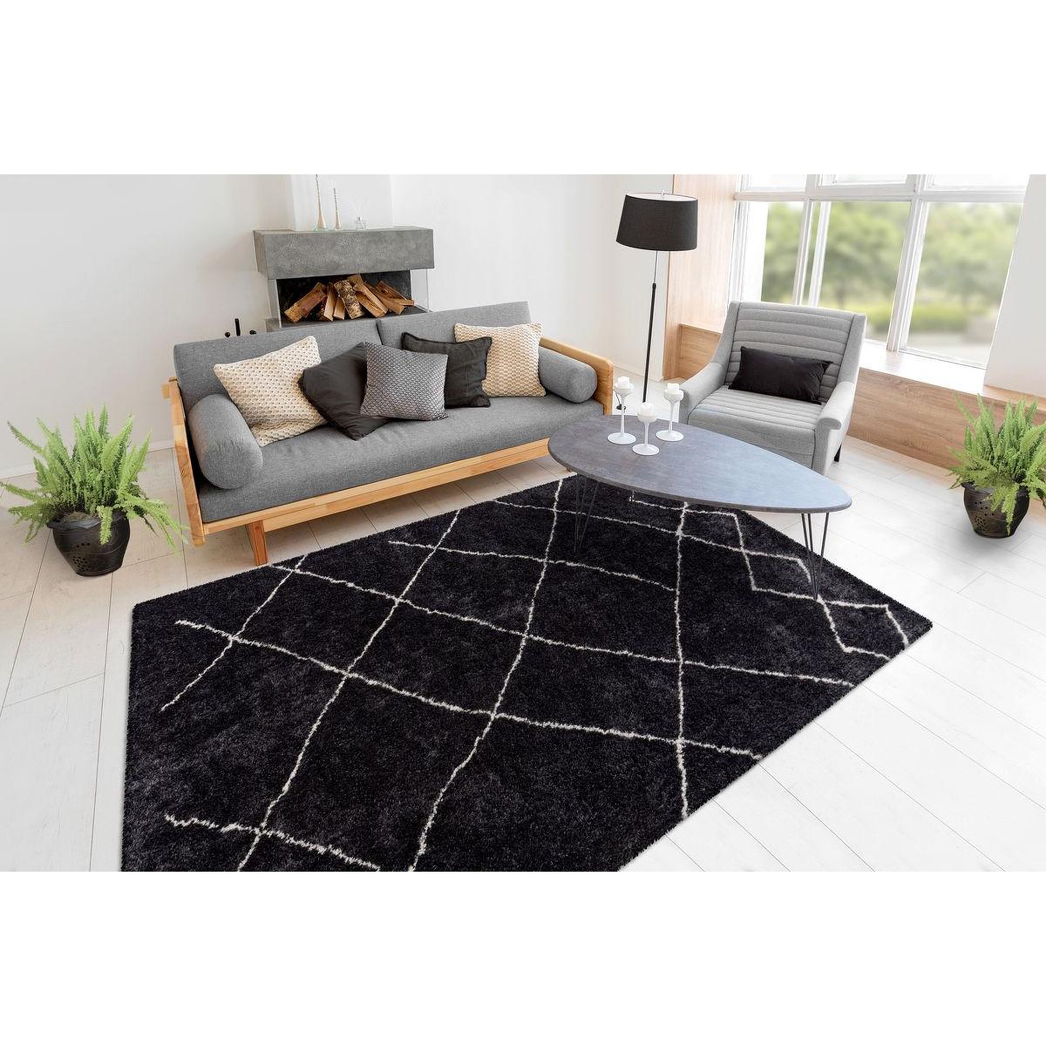 Voir la diapositive 2 : Paris Prix Tapis Géométrique  Orlando  Anthracite