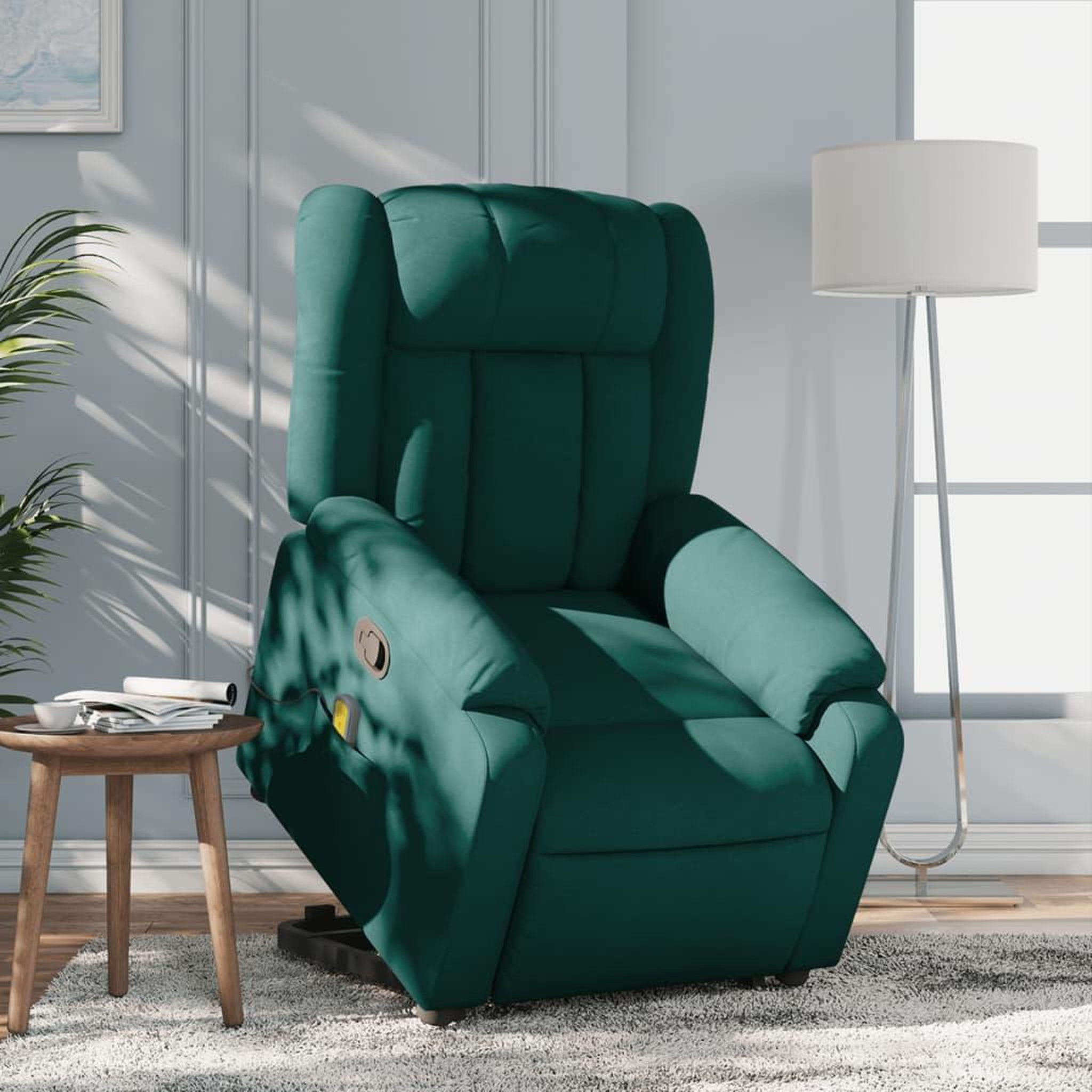 VIDAXL Fauteuil inclinable de massage Vert fonce Tissu
