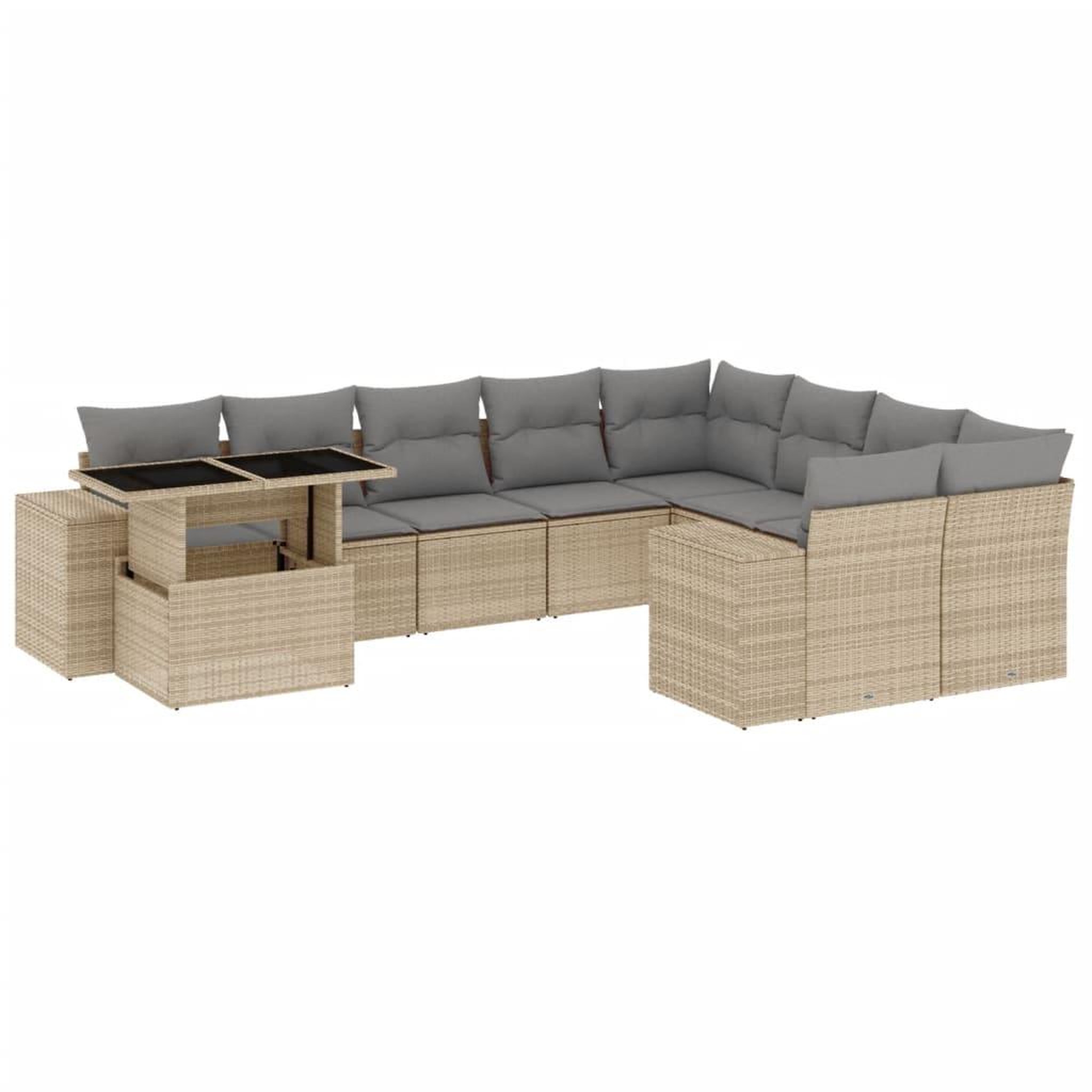 Voir la diapositive 2 : VIDAXL Salon de jardin avec coussins 10 pcs beige resine tressee