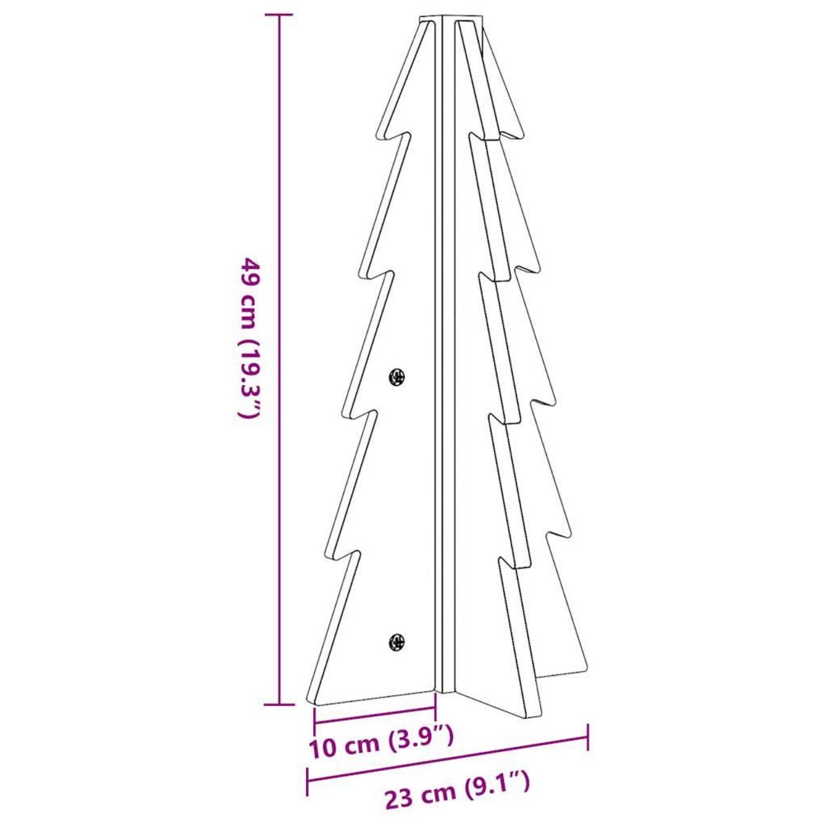 VIDAXL Arbre de Noël en bois pour decoration blanc 49 cm pin massif