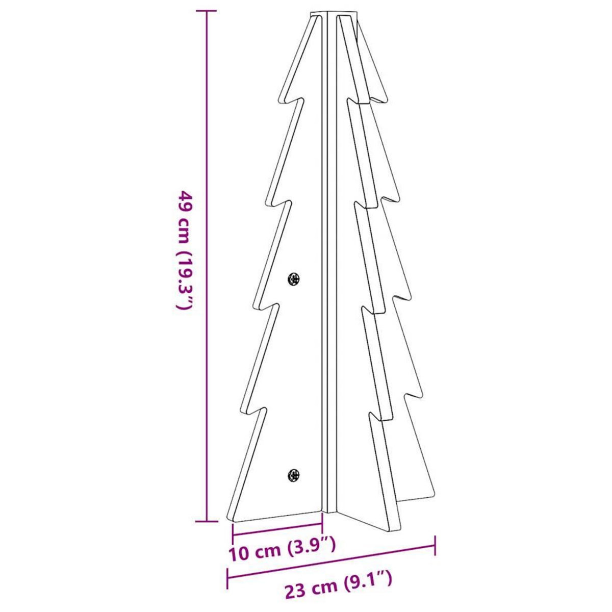 VIDAXL Arbre de Noël en bois pour decoration blanc 49 cm pin massif