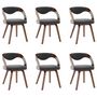 Voir la diapositive 2 : VIDAXL Chaises a manger lot de 6 gris fonce bois courbe et tissu