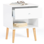 Voir la diapositive 4 : ID MARKET Lot de 2 tables de chevet EMMIE scandinaves 1 tiroir avec niche blanc