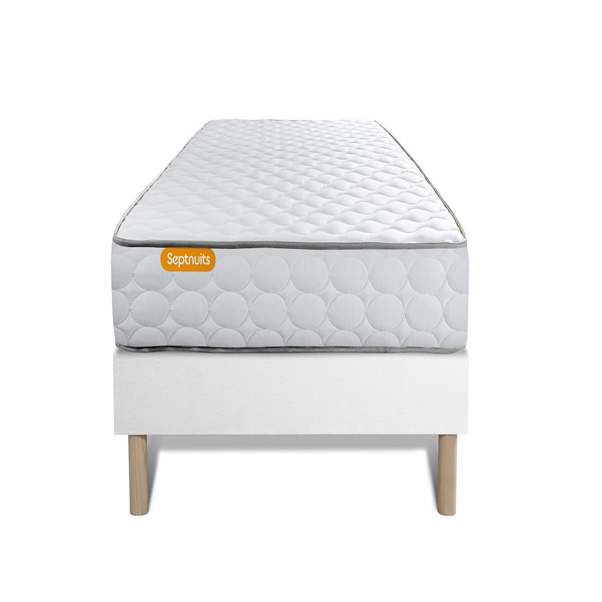 SEPTNUITS Ensemble matelas Mémoire de forme + sommier Memo. Coloris disponibles : Blanc