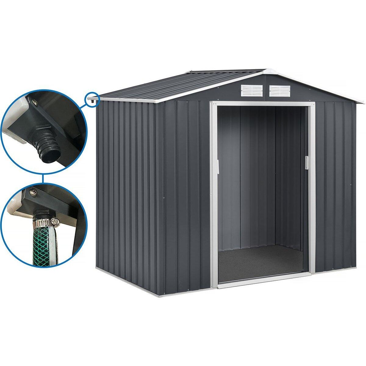 Habitat et Jardin Abri de jardin en métal  Vegas  5.29 m² avec gouttière - Gris