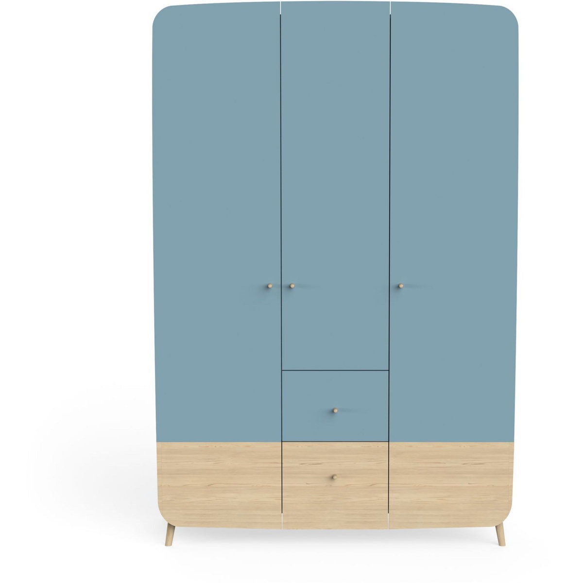 Armoire bébé enfant 3 portes 4 tiroirs bleu LINIA 