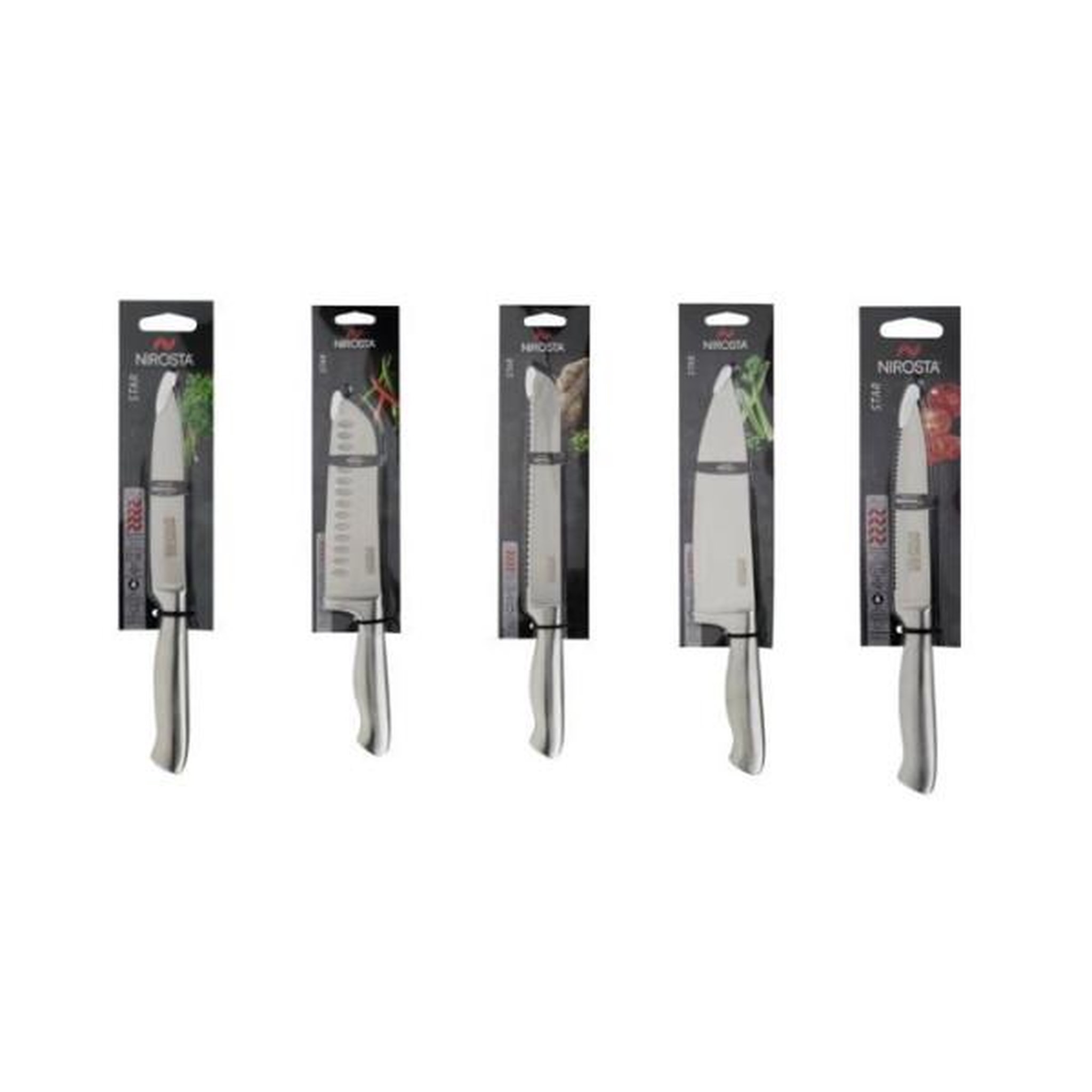 Voir la diapositive 5 : NIROSTA Ensemble de 5 couteaux de cuisine professionnels - NIROSTA - Inox - 24 a 33,5 cm
