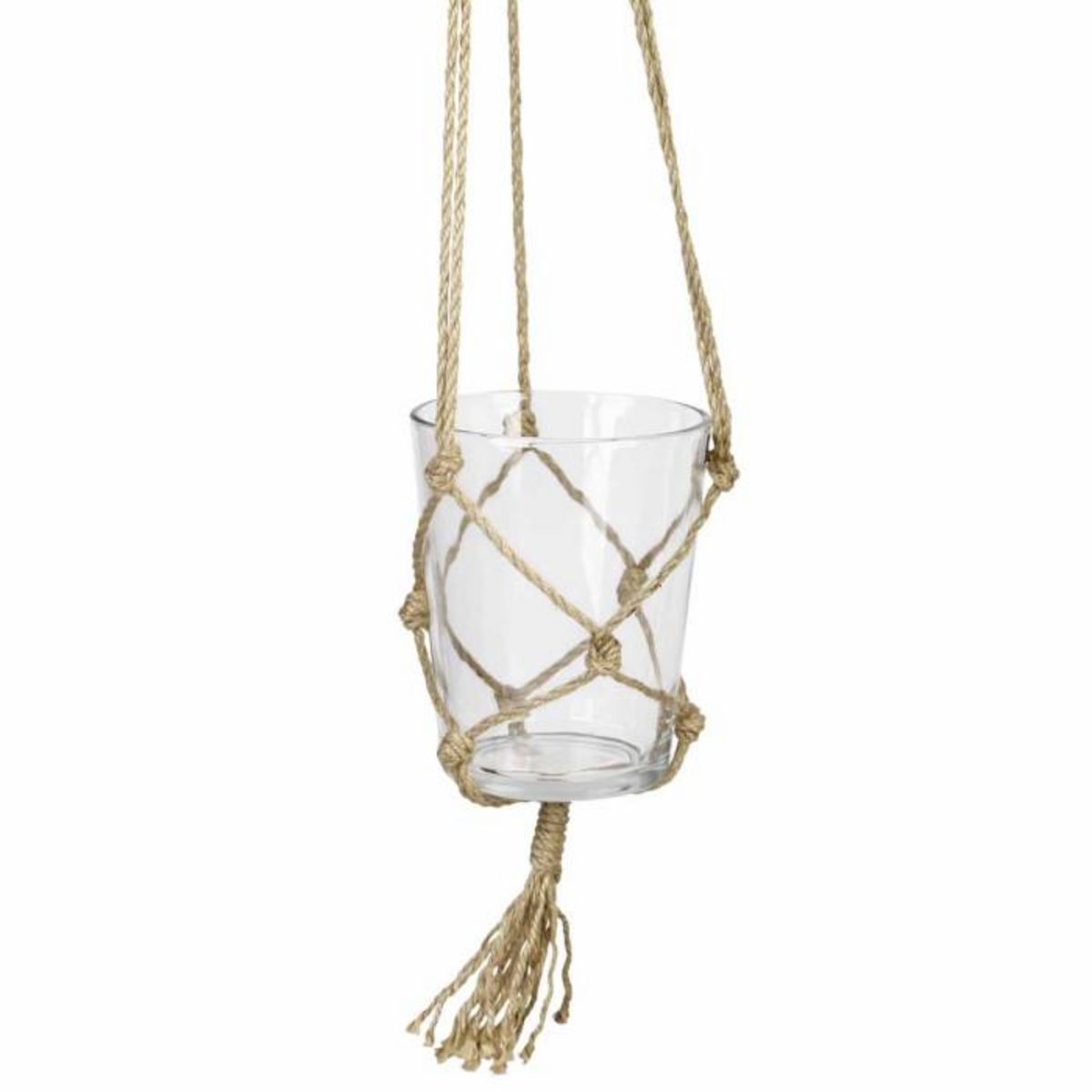 Paris Prix Pot en Verre Suspendu  Chanvre  13cm Transparent