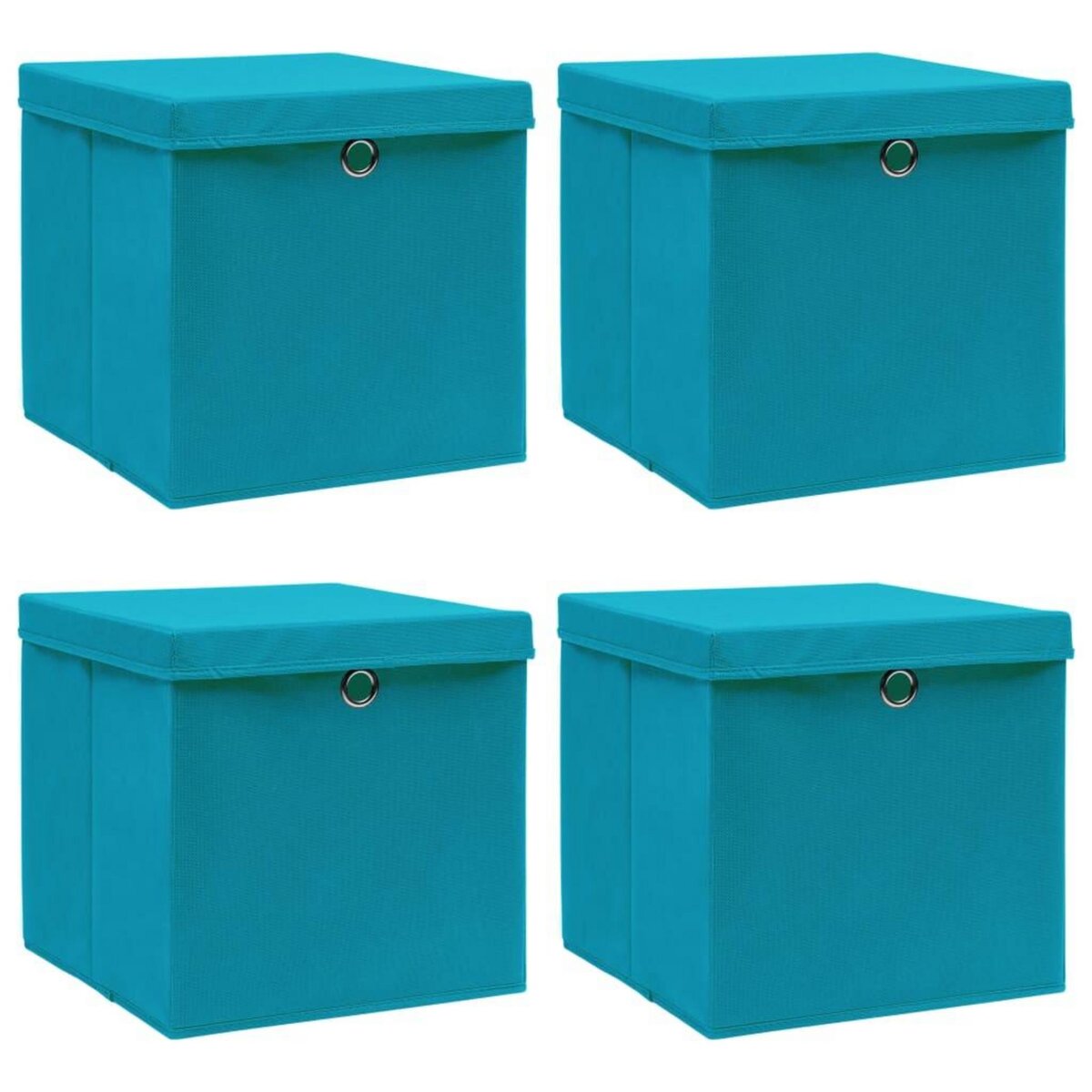 VIDAXL Boîtes de rangement et couvercles 4 pcs Bleu 32x32x32 cm Tissu