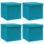 VIDAXL Boîtes de rangement et couvercles 4 pcs Bleu 32x32x32 cm Tissu