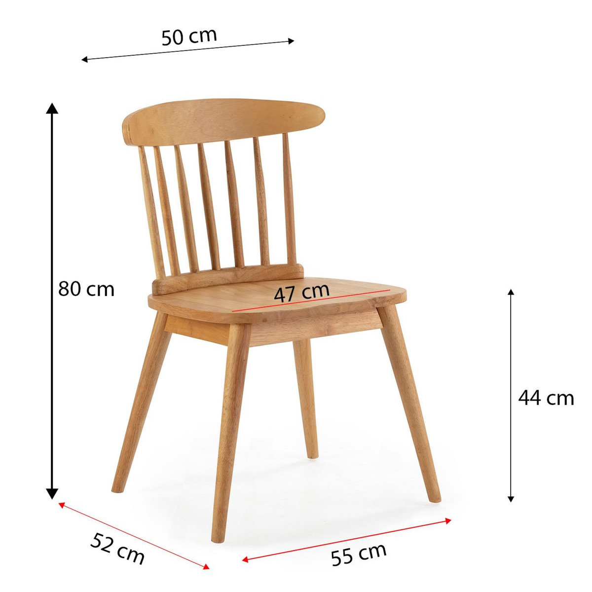 VS VENTA-STOCK Pack 2 chaises Ben en bois couleur chêne