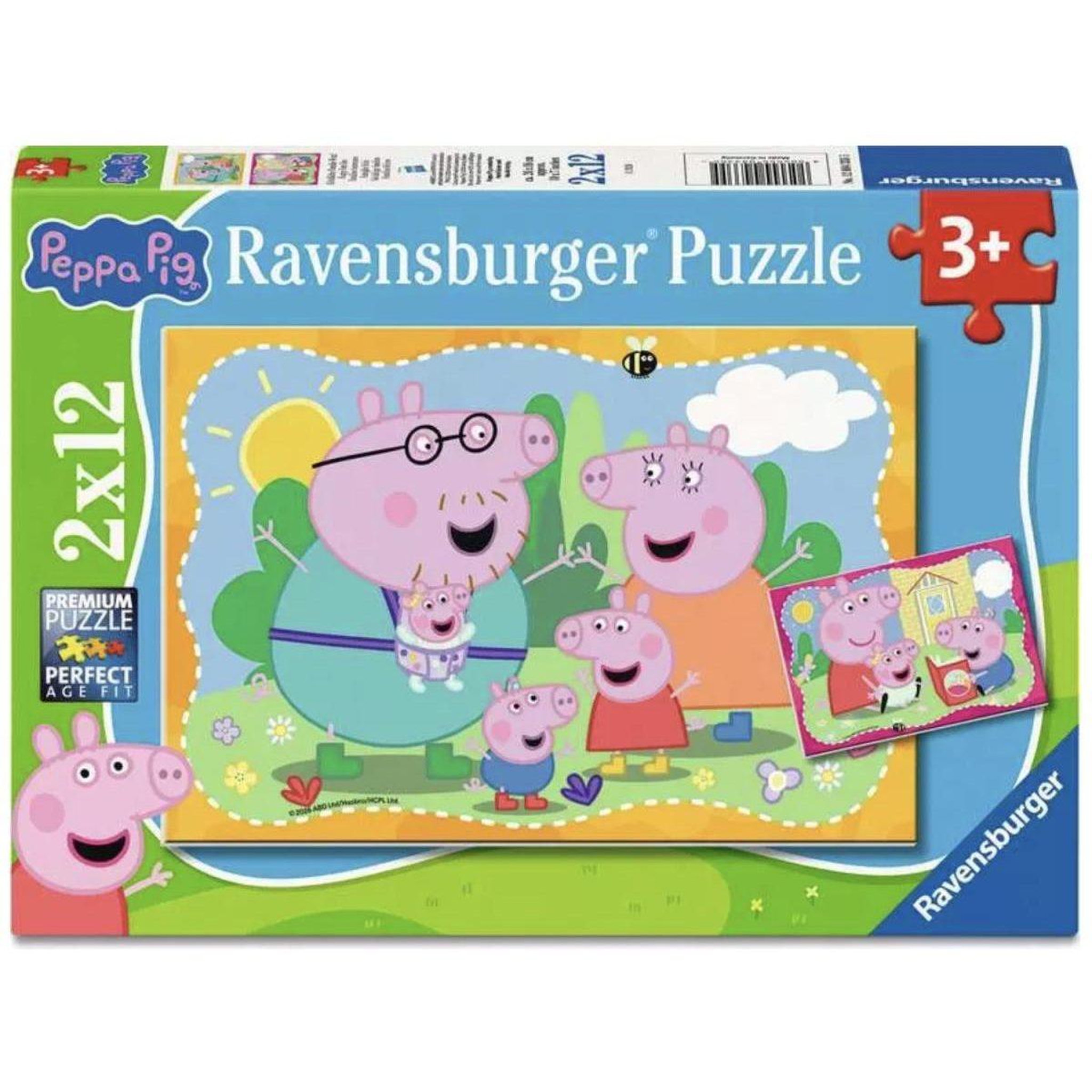RAVENSBURGER Puzzles enfants 2x12 pieces - peppa pig - familles heureuses