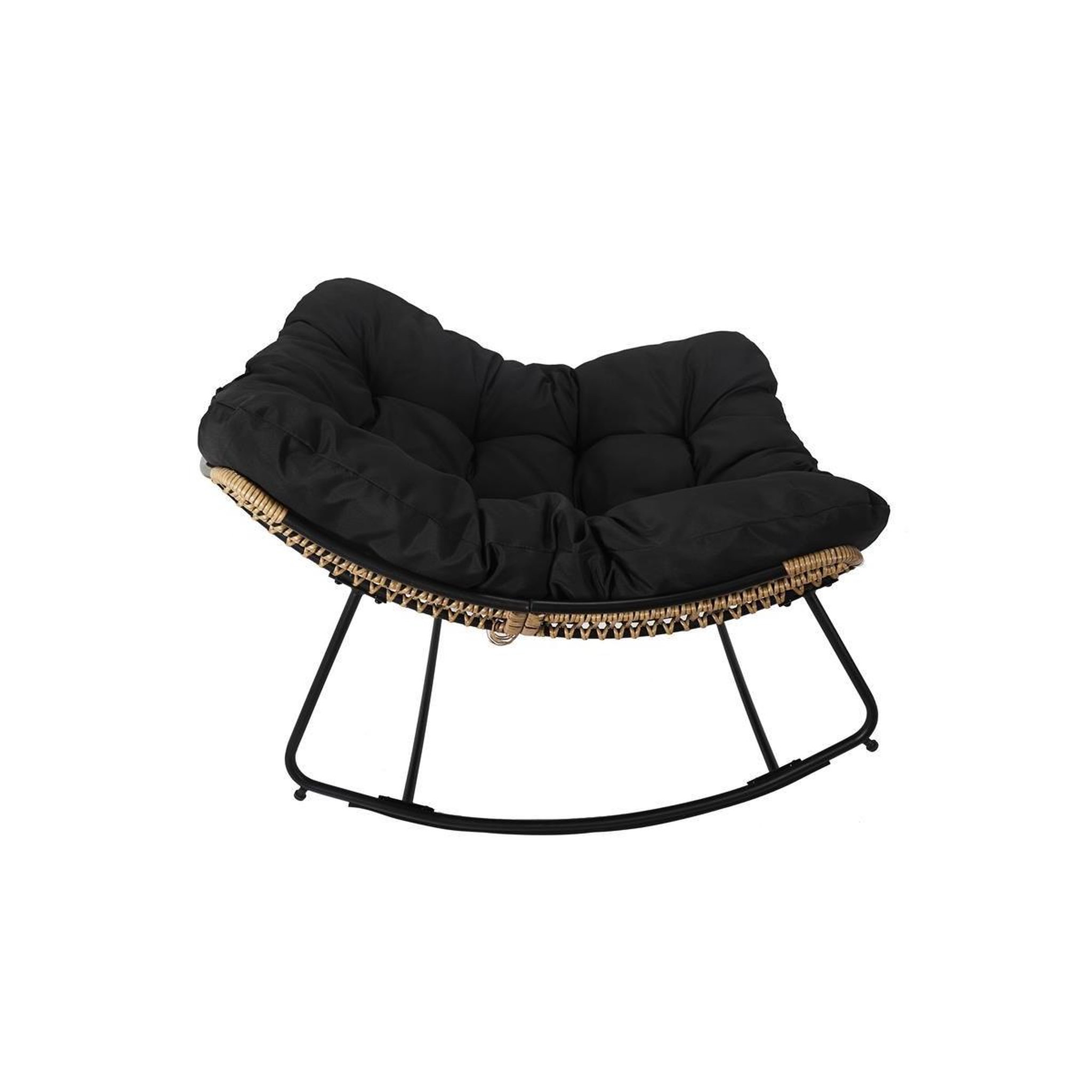 Voir la diapositive 3 : The Home Deco Factory Fauteuil à Bascule & Coussin  Tulum  114cm Noir