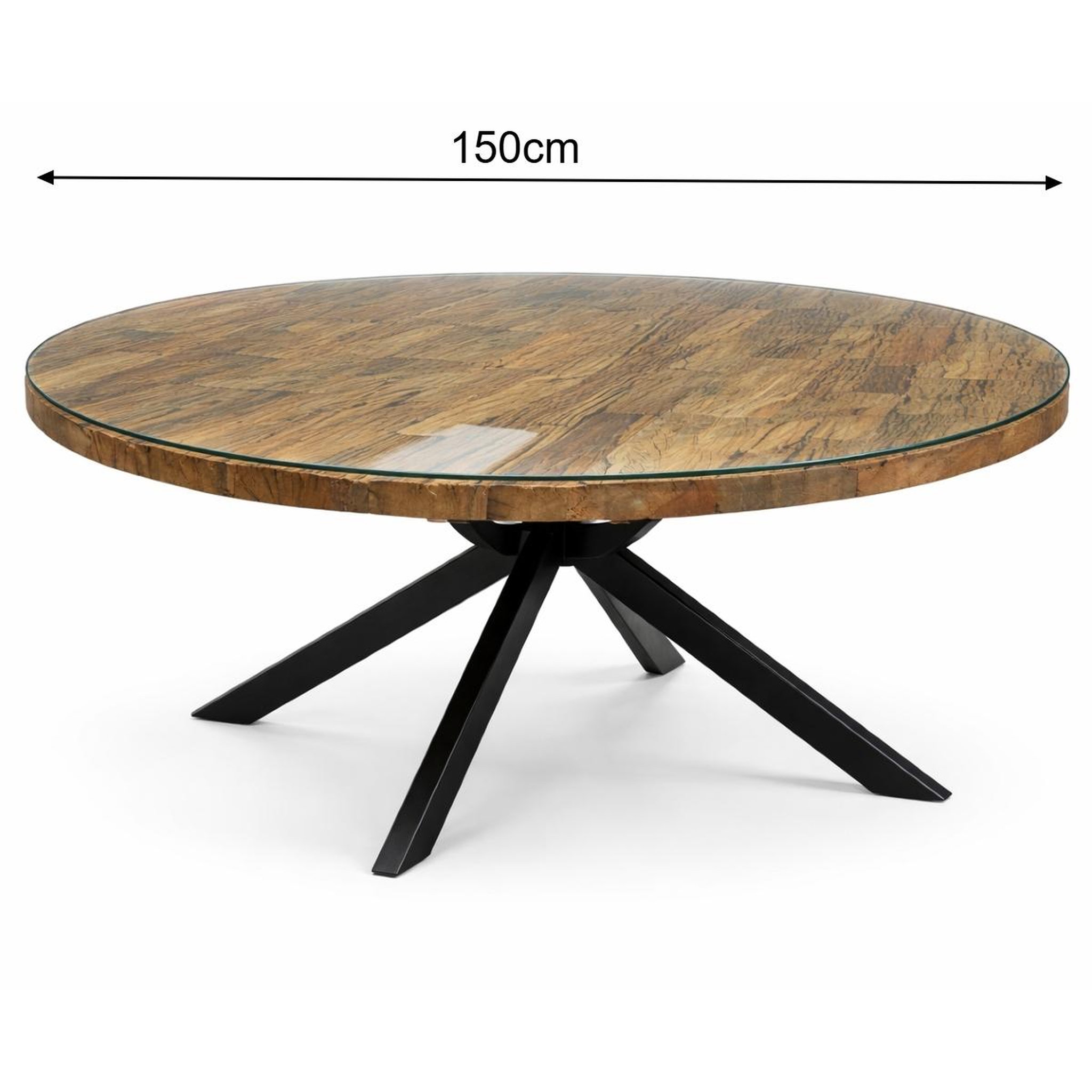 Voir la diapositive 5 : JLC KREATION Table à manger ronde en bois et verre 150cm KLASS