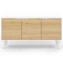 Voir la diapositive 3 : ID MARKET Buffet bas scandinave 113 cm FINN blanc 3 portes façon hêtre