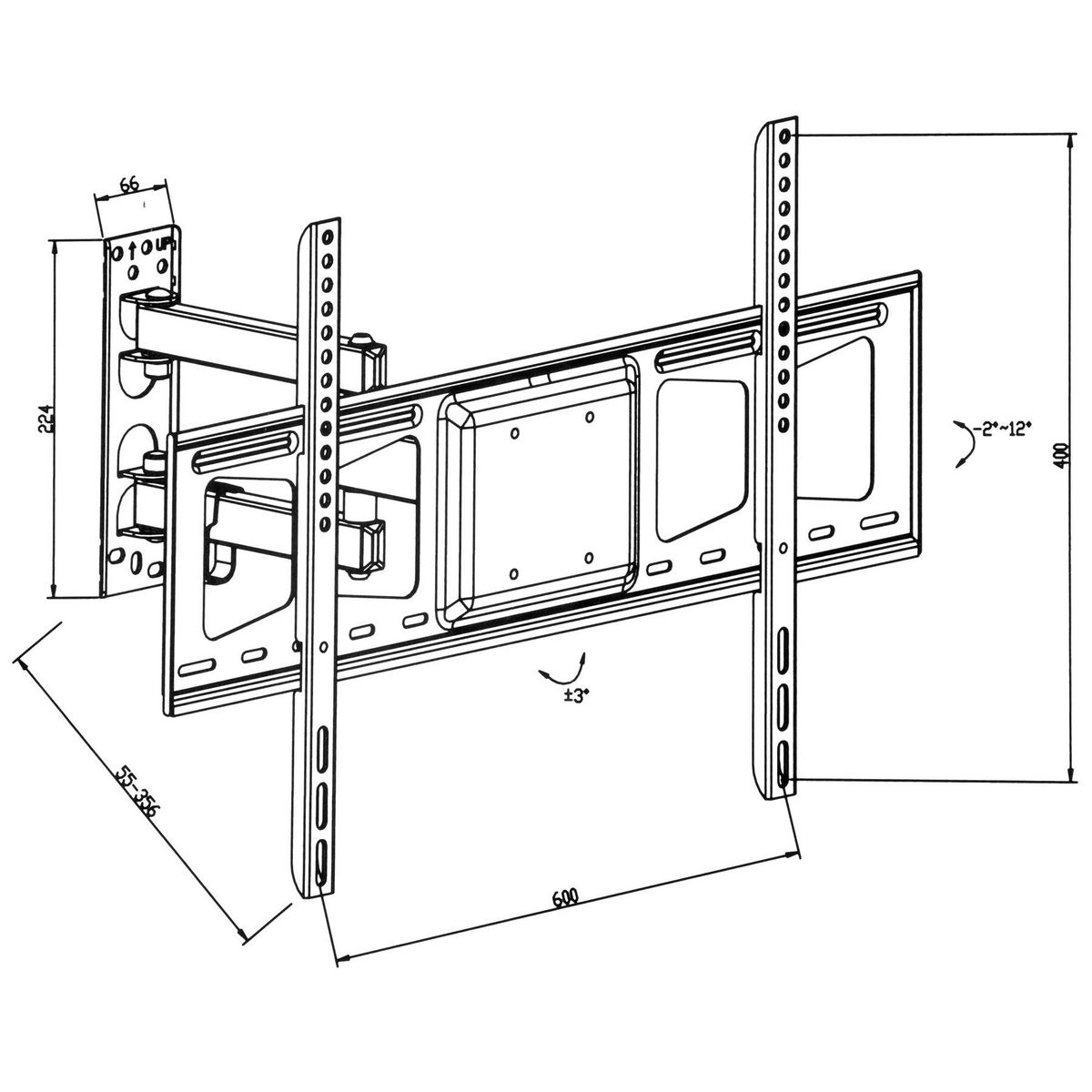 tectake Support TV Mural pour Ecran Plat 32  à 100