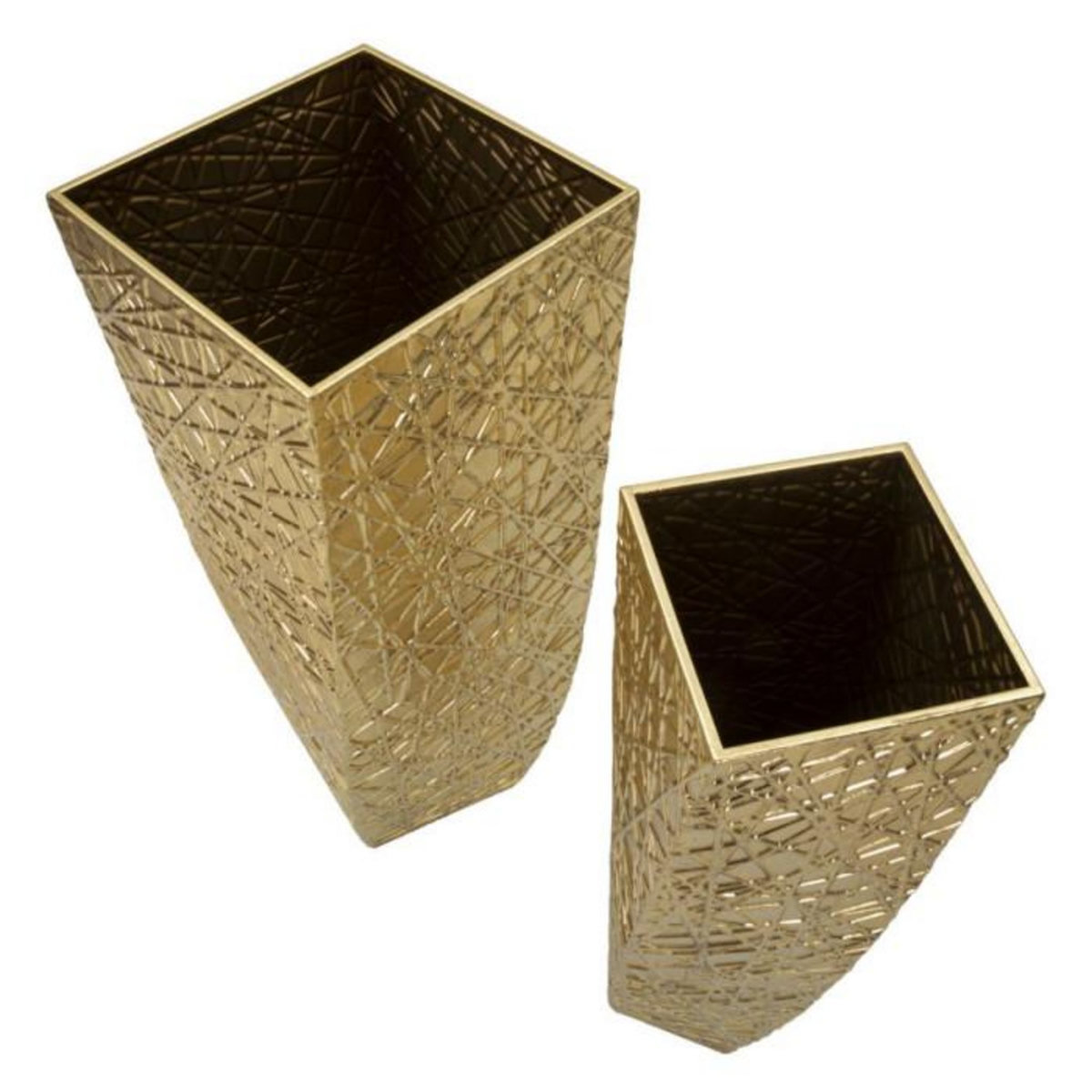 Paris Prix Lot de 2 Vases en Métal  Squer  90cm Or