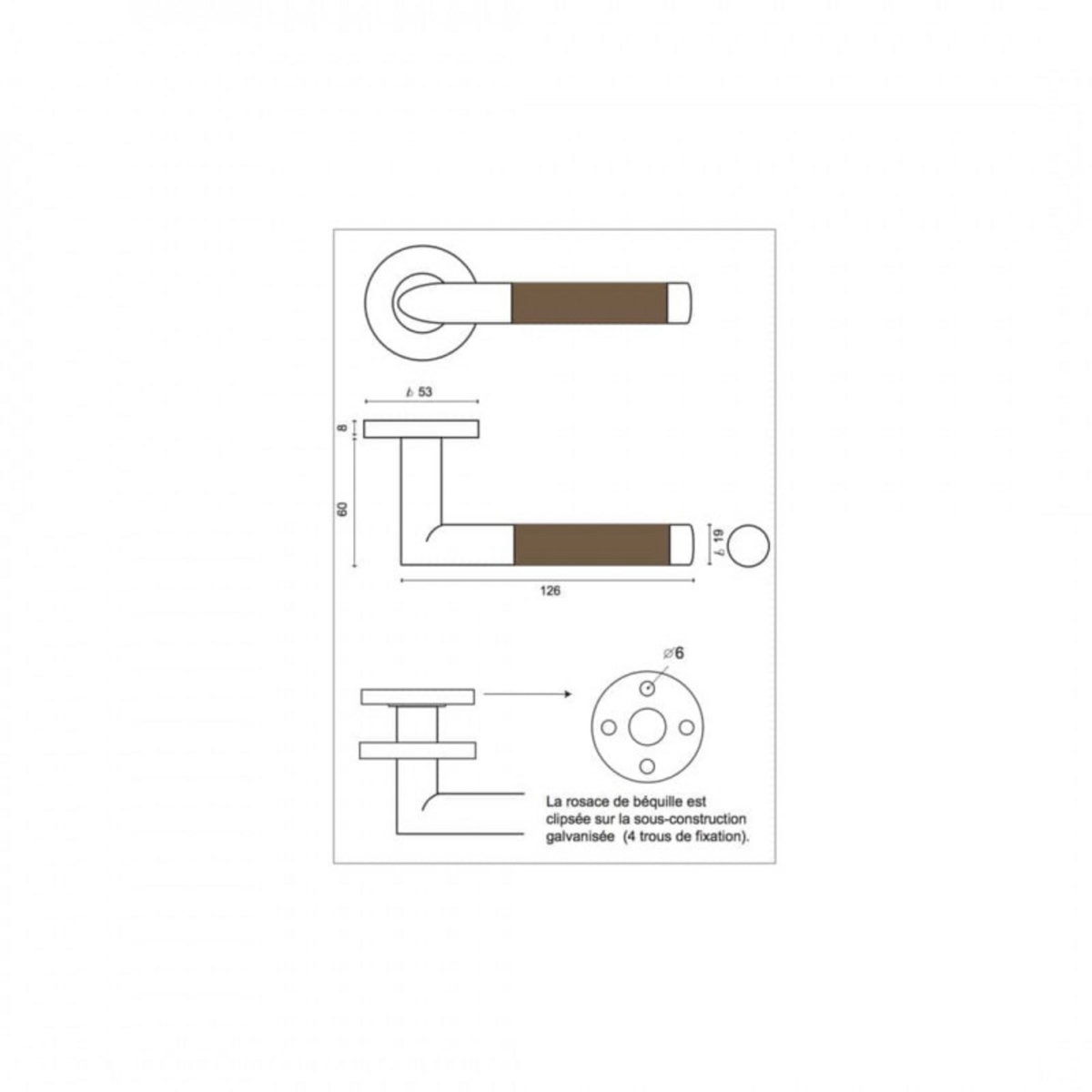 ESPACE-BRICOLAGE Poignées de porte modèle Sauterne - inox 304 brossé et wengé x2