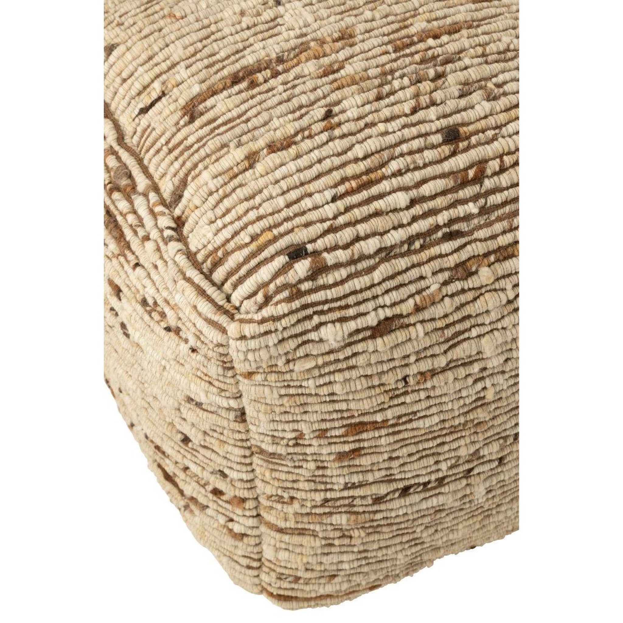 Voir la diapositive 2 : J-LINE Pouf tissé en laine  wild  45cm écru
