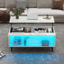 Voir la diapositive 4 : MERAX Table basse relevable rectangulaire blanc - 50x105 cm led panneau de particules