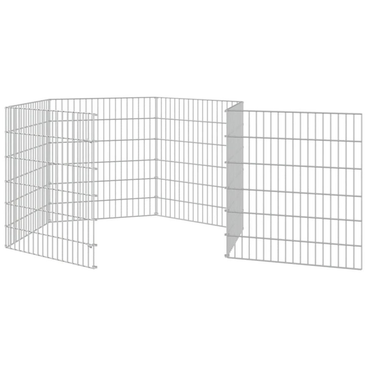VIDAXL Enclos pour animaux en liberte 6 panneaux 54x60cm fer galvanise