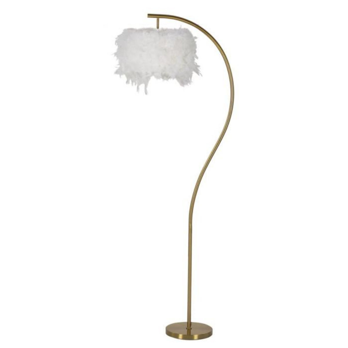 Paris Prix Lampadaire Imitation Plume  Semi Arc  170cm Or & Blanc