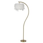 Paris Prix Lampadaire Imitation Plume  Semi Arc  170cm Or & Blanc
