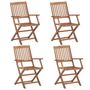 Voir la diapositive 3 : VIDAXL Chaises pliables de jardin lot de 4 avec coussins Bois d'acacia