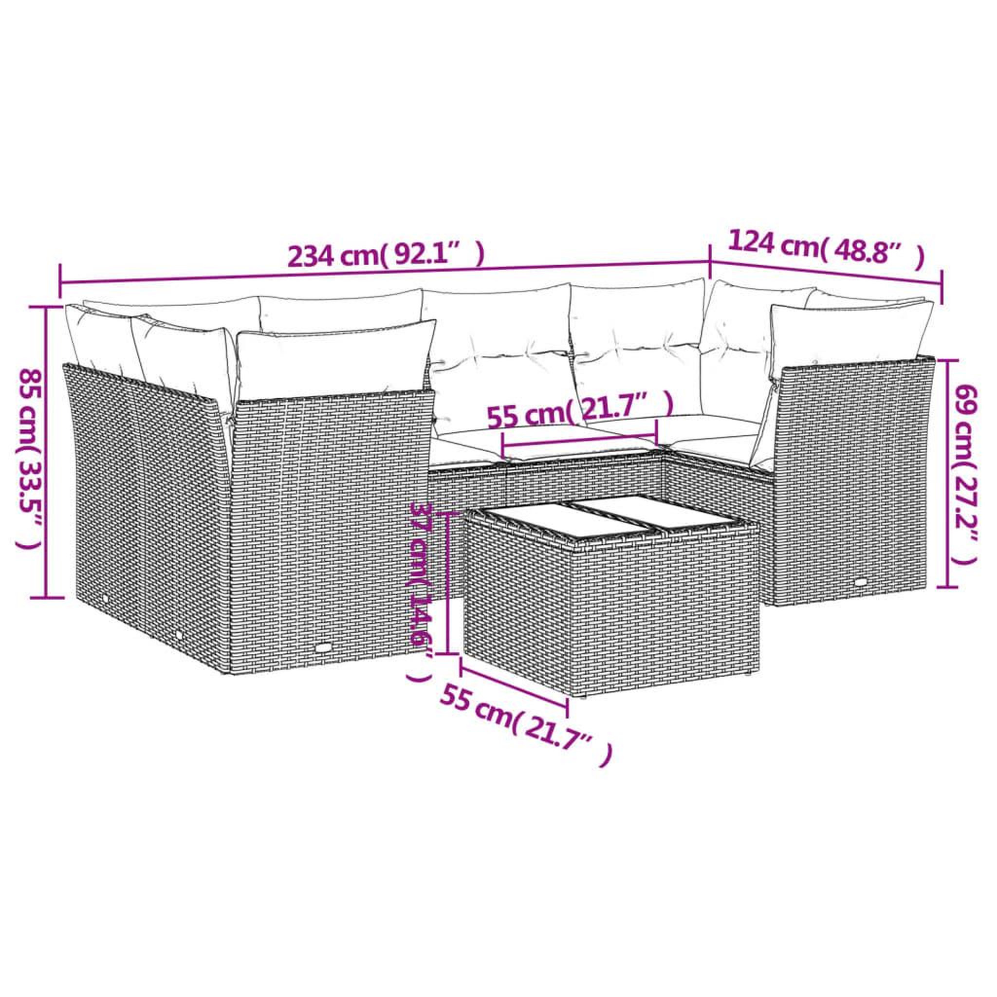 Voir la diapositive 4 : VIDAXL Salon de jardin avec coussins 7 pcs marron resine tressee