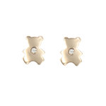 L'ATELIER D'AZUR Boucles d'Oreilles Ourson - Or Jaune et Diamant - Enfant