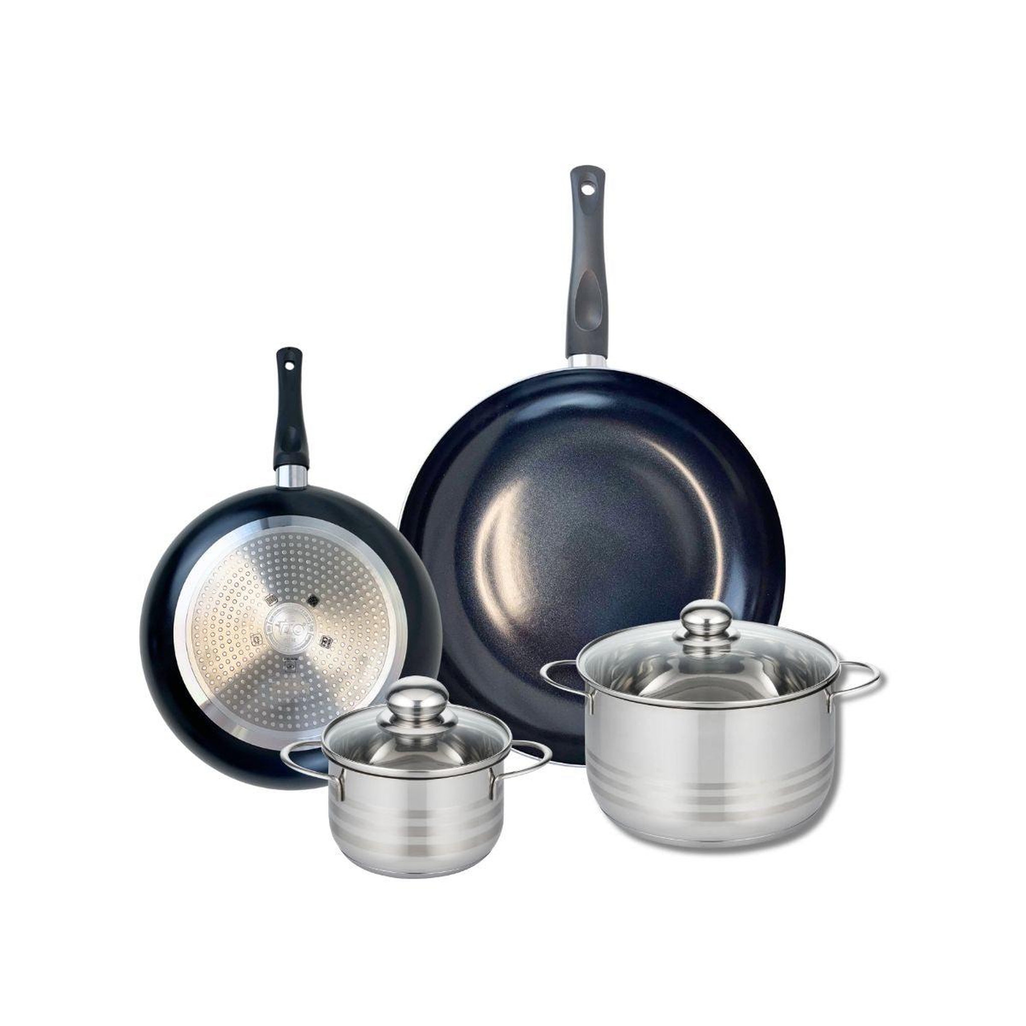 ELO Ensemble de 2 poêles de cuisson 24 et 32 cm et 2 faitouts 14 et 20 cm elo prima brillant