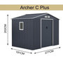 Voir la diapositive 3 : MARKET24 VENUS Abri de jardin en métal 	5,29 m² - 277 x 191 x 202 cm - Kit d'ancrage inclus, 2 portes coulissantes, 1 fenetre latérale