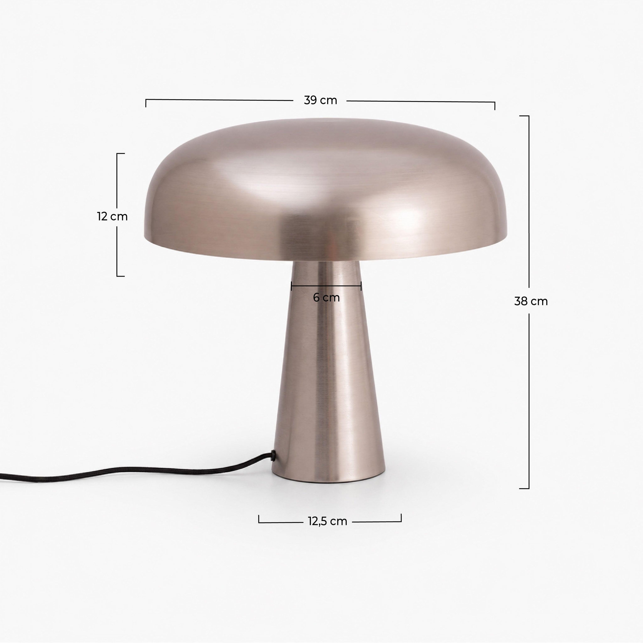Voir la diapositive 4 : MAISON PAVANE Lampe à poser en métal brossé-livia