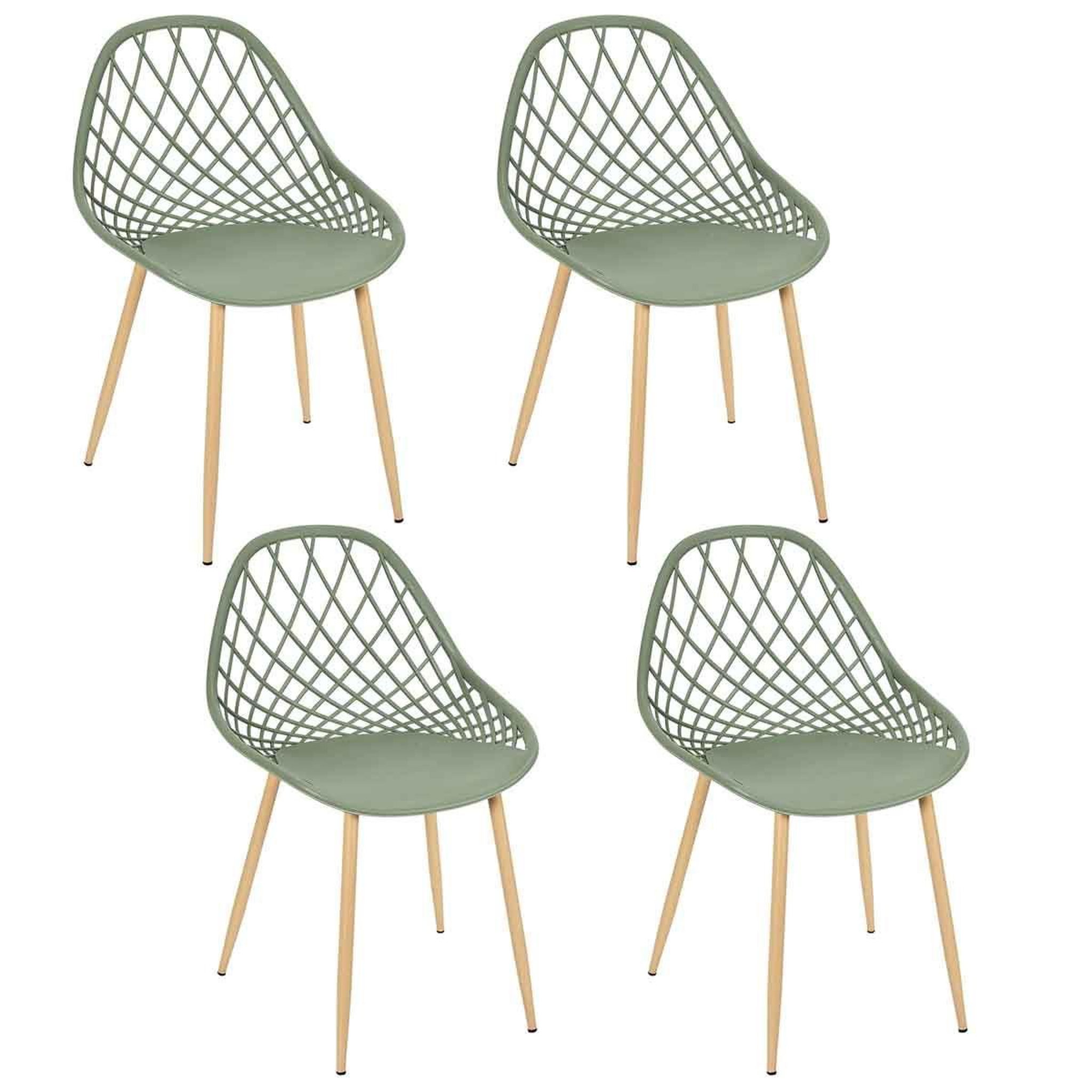 The Home Deco Factory Lot de 4 chaises design  malaga  80cm vert