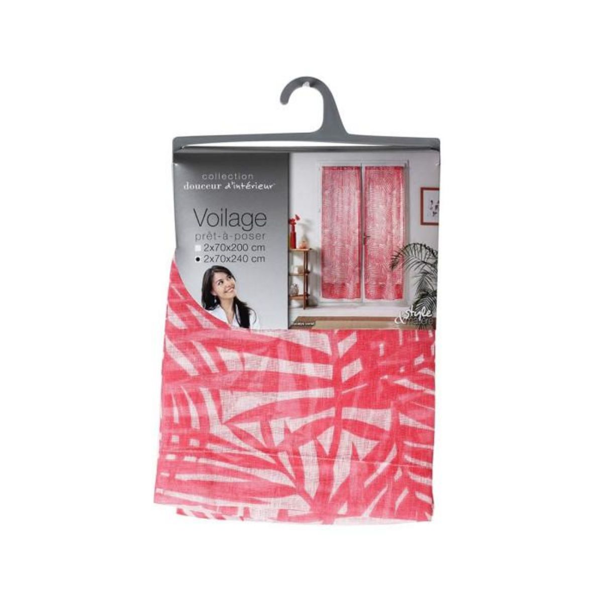 Paris Prix Paire de Voilages  Eucalys  70x240cm Corail