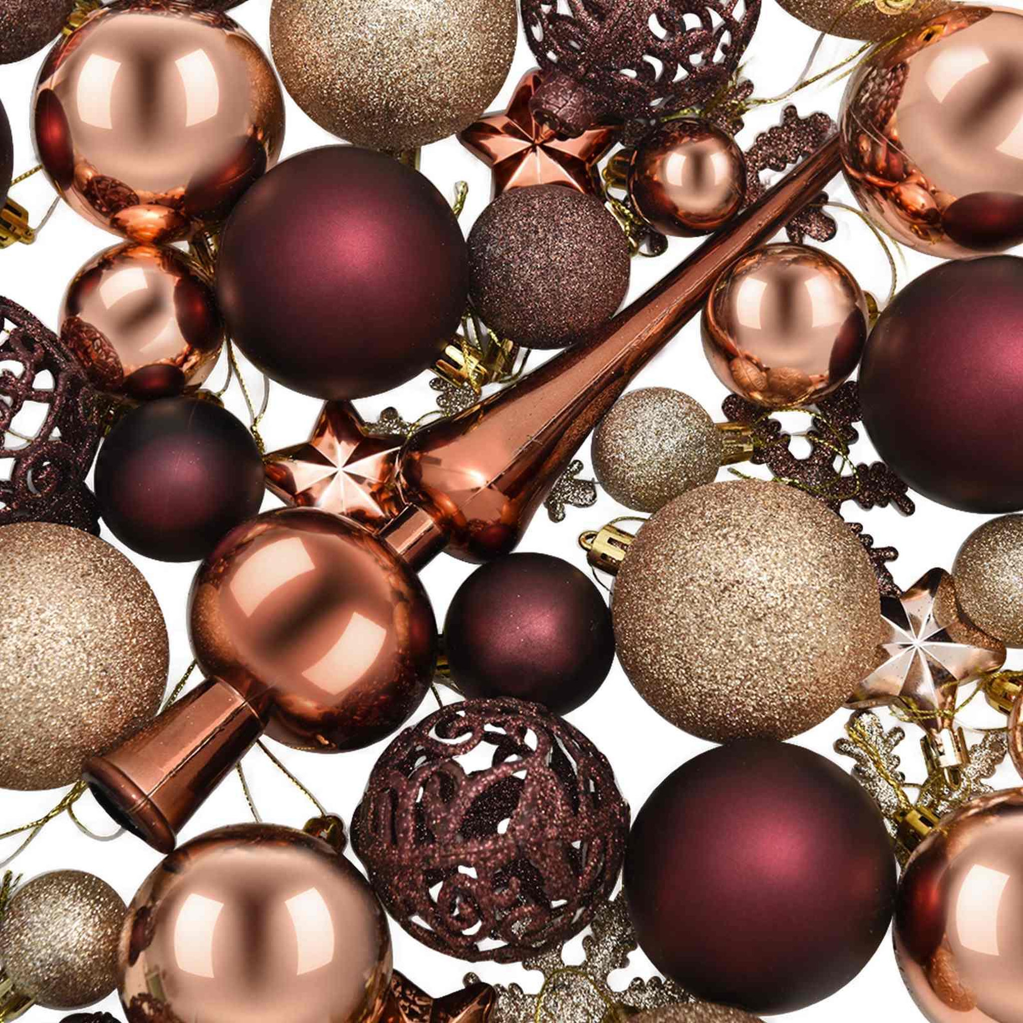 Voir la diapositive 6 : VIDAXL Ensemble de boules de Noël 111 pc Champagne et brun Diam. 6 cm