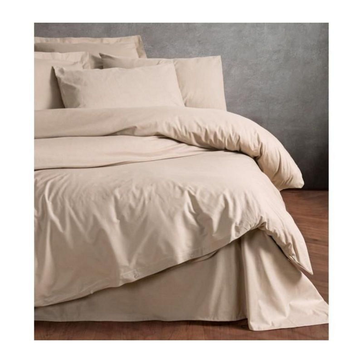 GENERIQUE Parure de lit - 129CTN64627 - 1 housse de couette 220 x 240 cm + 2 taies d'oreiller 60 x 60 cm - 100% coton ranforcé - Beige